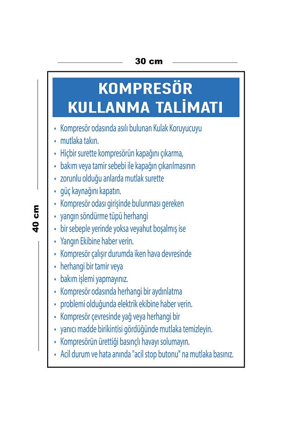 Lucena-Metal Compressor Instruction Use 30 cm X 40 cm A3 Size Warning Sign Directional Sign 1