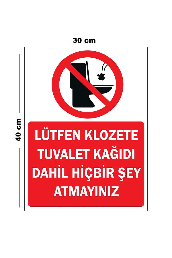 Lucena-Metal Please Do Not Throw Any Garbage into the Toilet Toilet Paper Included 30cm X 40cm A3 Size Warning 1