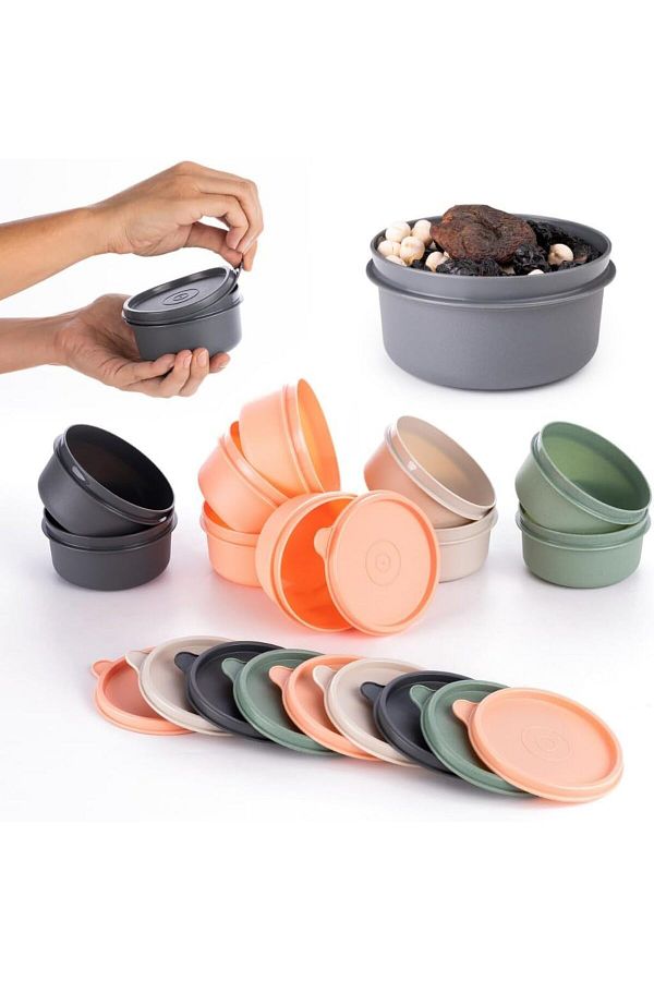 STOREMAX-Lvnmblya 4-Piece Round Mini Storage Container Small Leak-Proof Lid Multi-Color Practical Purpose 1