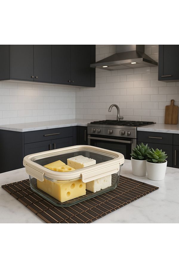 Davet-6 Pieces Pyrex 1520 ml Lockable Glass Storage Container - Vacuum Glass Storage Container 1