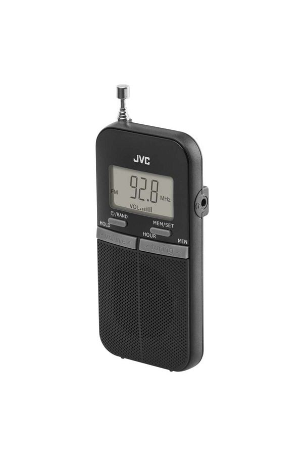 JVC-Portable Pocket Radio Ra-e411b, LCD Display, Digital FM/AM Tuner, Black 1