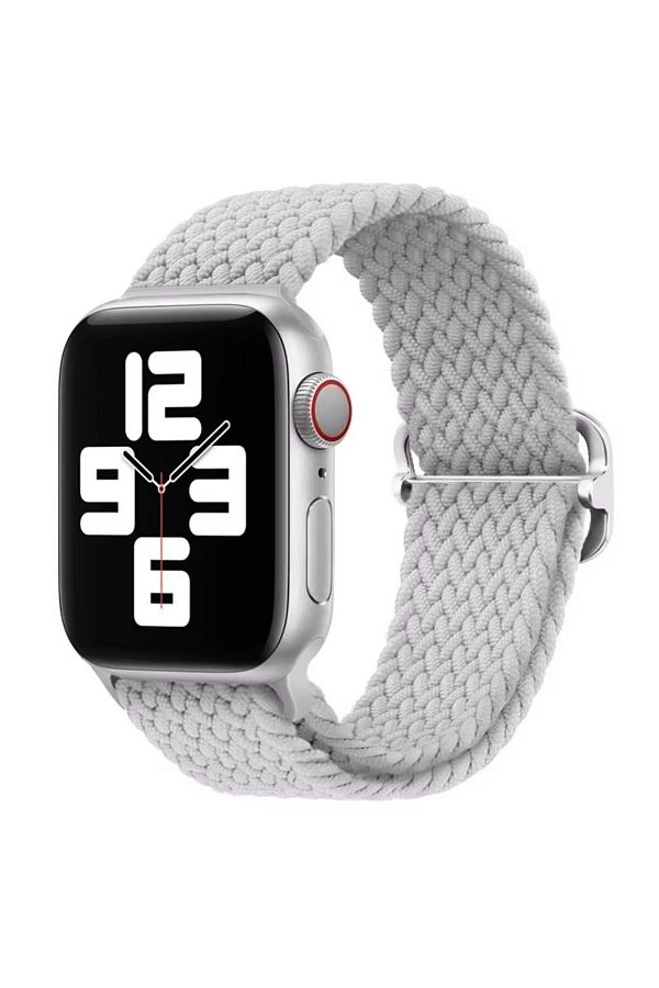 REDz Accessories-Curea Solo Loop, elastică, Apple Watch, reglabilă, aspect tricotat, material textil, gri - 38/40/41 mm 1