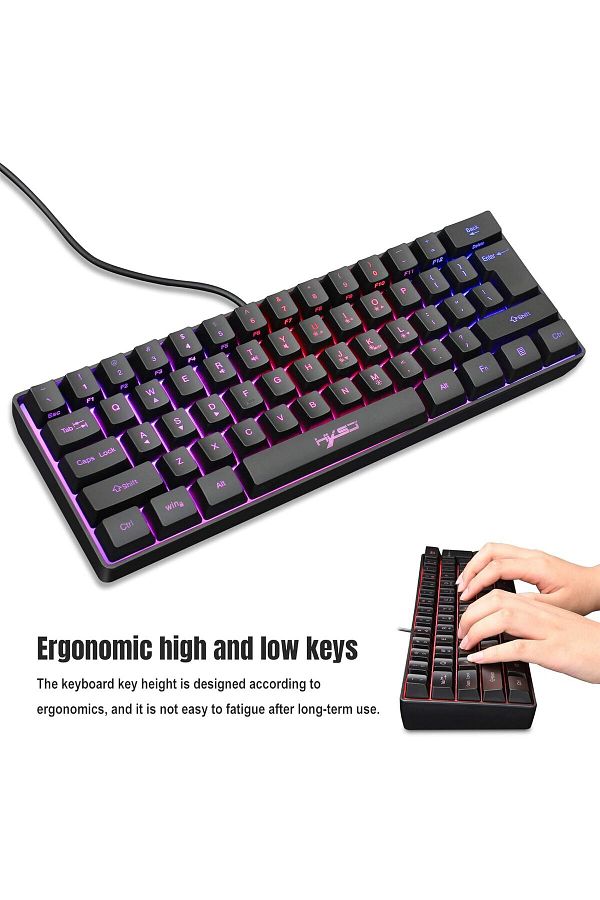 fulina-Mini 61-key wired mechanical keyboard, RGB backlight switch, 5-speed brightness adjustment, black 1