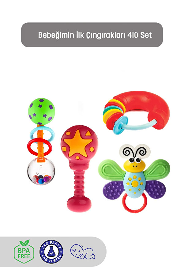 Kiki Bebeğimin Ilk Çıngırakları 4'lü Çıngırak & Dişlik Seti