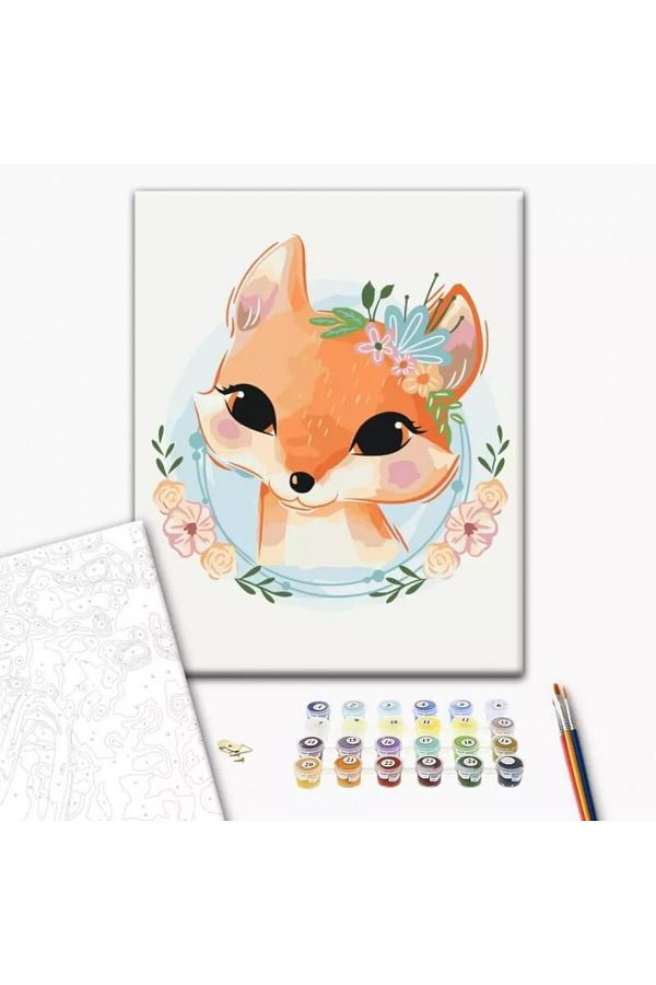 Brushme-Painting by numbers set 30x40 cm Little Fox with brushes and colors 1