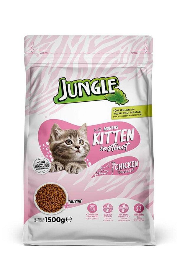 Jungle-Jungle Dry Food for Kittens, Chicken Flavor with Vitamins and Taurine, 1.5 KG 1