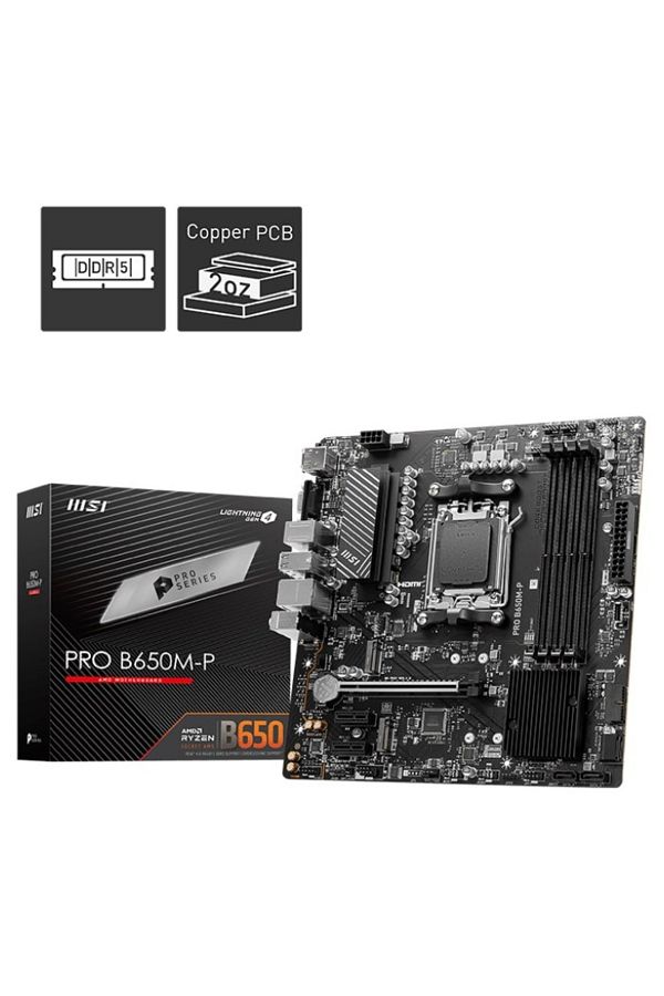 MSI-Pro B650m-p Amd B650 Am5 Socket Ddr5 6000(OC)mhz Matx Motherboard 1