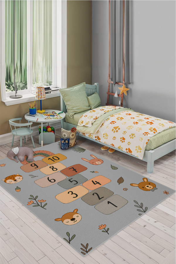 YTR HOME Makinede Yıkanabilir Kaymaz Taban Leke Tutmaz Eğitici Bebek Ve Çocuk Odası Halısı Oyun Matı
