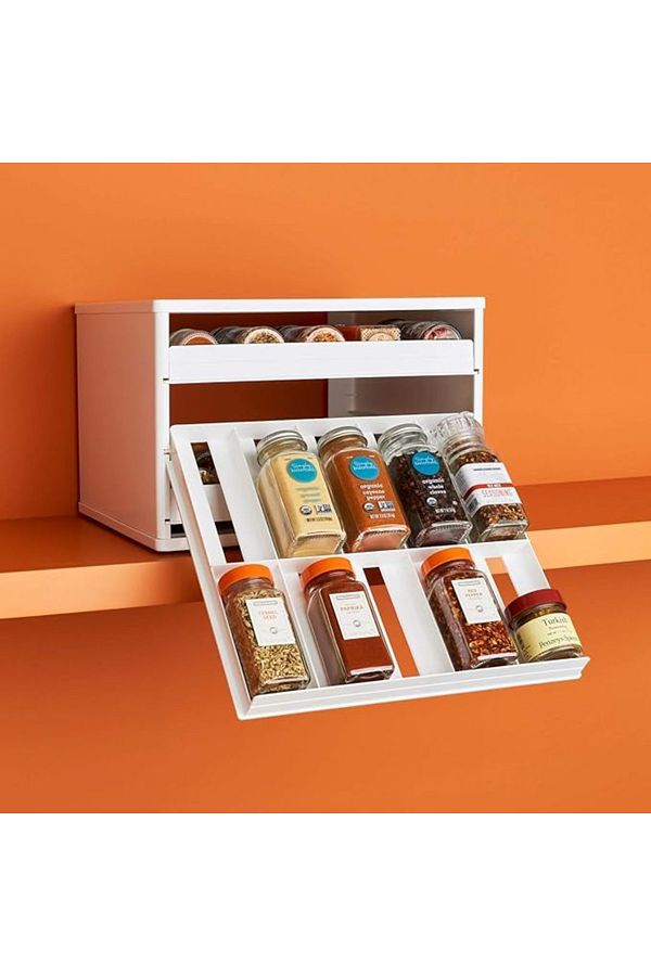 rexa-Spice Stack 30 Bottle Spice Organizer with Universal Drawers, White 1