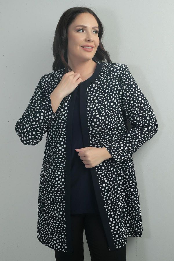 By Saygı-Leopard Pattern Collar Brooch Double Plus Size Suit 1