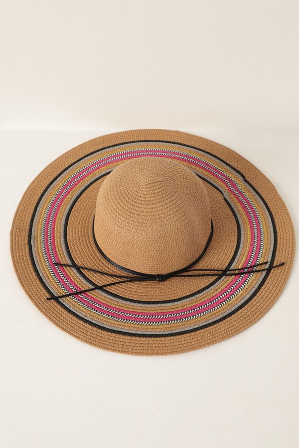 Moka Shopin-Mokashopin Wide Straw Hat with Drawstring-Camel 1