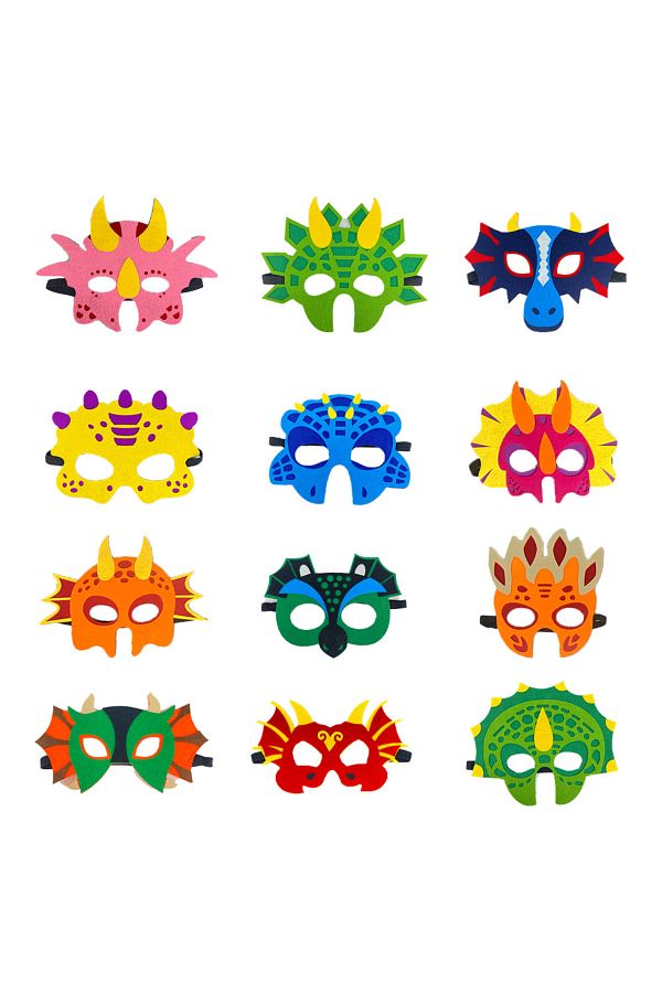 Choice-MULTI 12 Pcs Dinosaur Masks Party Supplie Felt and Elastic - Dinosaur Party Decorations with Masks D 1