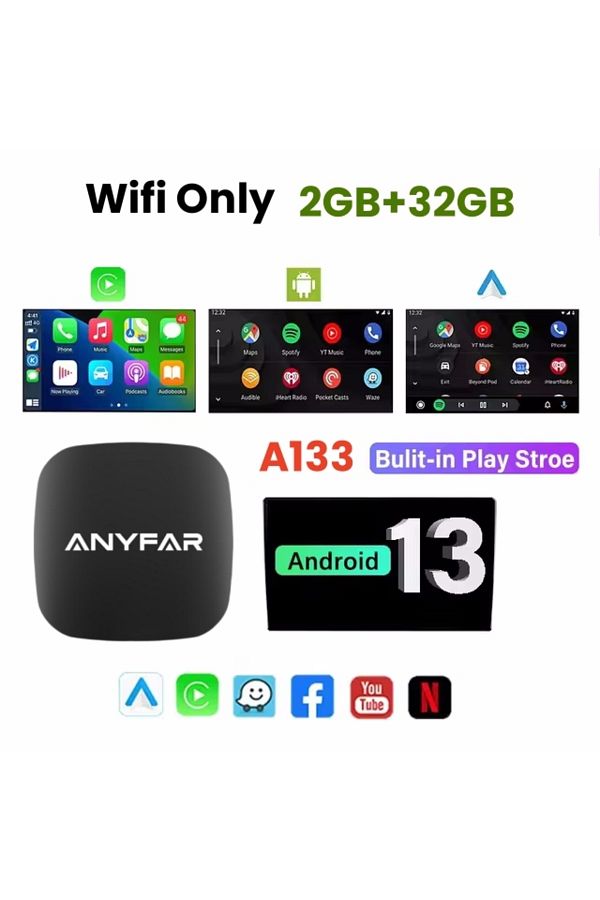 Choice-2GB 32GB Android 13 Ai Box Wired to Wireless Carplay Android Auto Adapter WiFi For Youtube Nexflit C 1