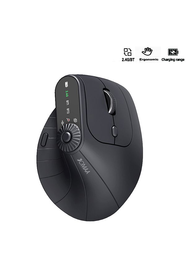 Choice-Black Jomaa BT5.0 Wireless Vertical Mouse With Function Adjustment Knob 8 Buttons Rechargeable Ergon 1