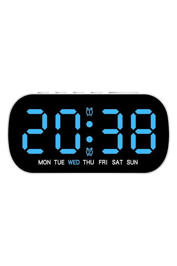 Choice-Blue Digital Alarm Clock USB Powered Temperature Date Week Dual Alarm Night Mode Snooze Clock 5 Leve 1