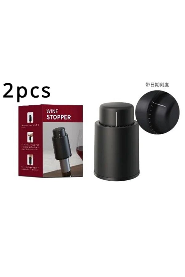 Choice-2 PCS Vacuum Pump Wine Saver Cap Stopper Date Scale Record Retain Preserver For Wine Bottles Corkscr 1