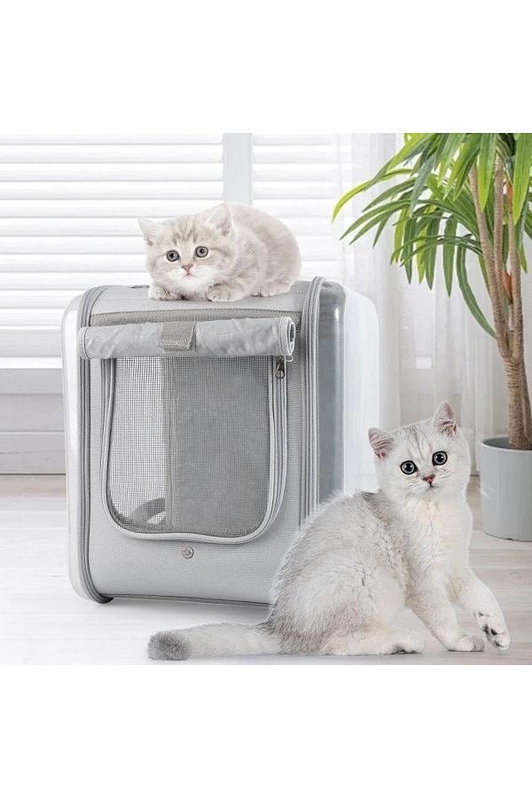 Choice-Double-sided Clear Cat Carrier, Double Sided Transparent Pet Cat Carrier, Ventilated Design For Carr 1