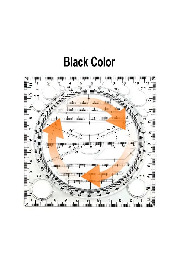 Choice-Black Color-1pc Multifunction Rotatable Ruler Drawing Template Art Design Architect Stereo Geometry 1