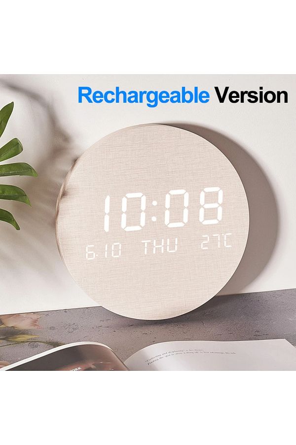 Choice-A1 Rechargeable LED Digital Wall Clock Temperature Date Time Multi-function Display Living Room Home 1