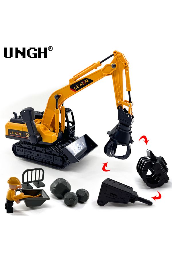 Choice-2 Head And Accessory Ungh 1:32 Simulation Diecast Crane Car Model With 3 Head Drill Excavator Inerti 1