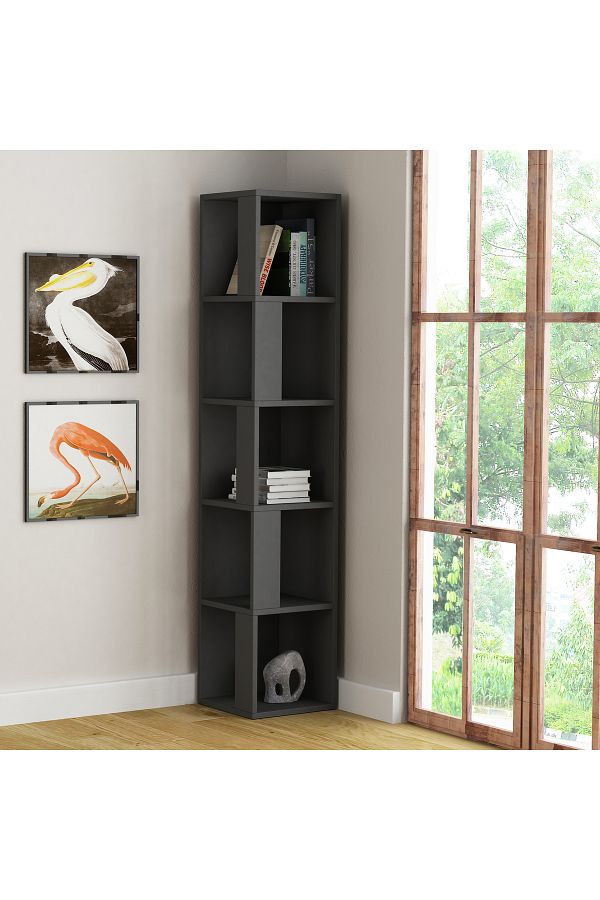 Mourah Home-Piano Modern Corner Bookcase Display Unit Grey 1