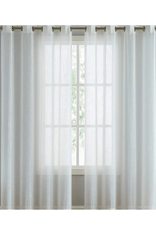 farbateks-Cream Linen Linen Rustic Tulle Curtain Eyelet Curtain Rustic Tulle Curtain 1