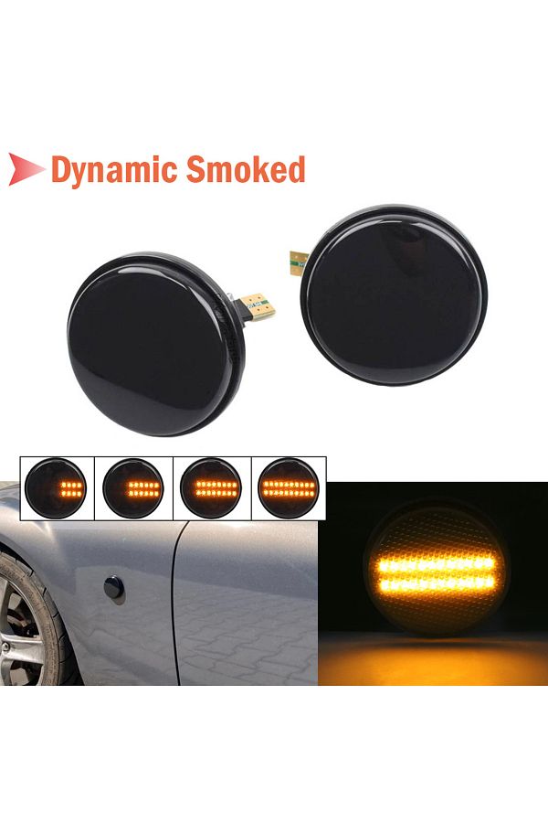 Choice-Smoked Black Lens 2pcs Led Dynamic Arrow Blinker Indicator Side Marker Turn Signal Light For Mazda M 1
