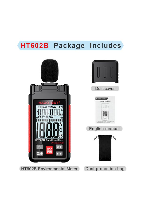 Choice-HT602B HABOTEST جهاز قياس مستوى الصوت الرقمي المحمول باليد DB جهاز قياس مستوى الضوضاء Sonometros 1