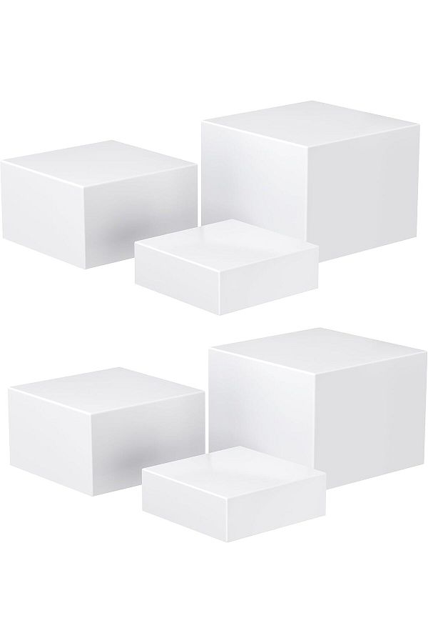 Generic-8''x9''x10'', Buffet Table, 6PCS White Acrylic Cube Display Nesting Risers with Hollow Bottoms 1
