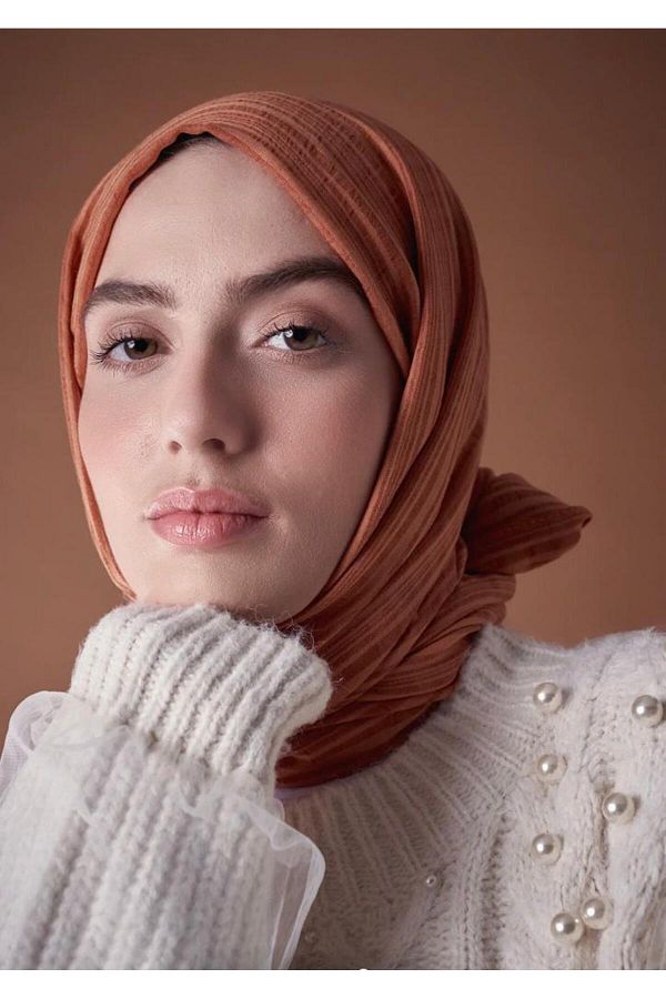 Modakaşmir-Misto Cotton Soft Orange Color Shawl 1