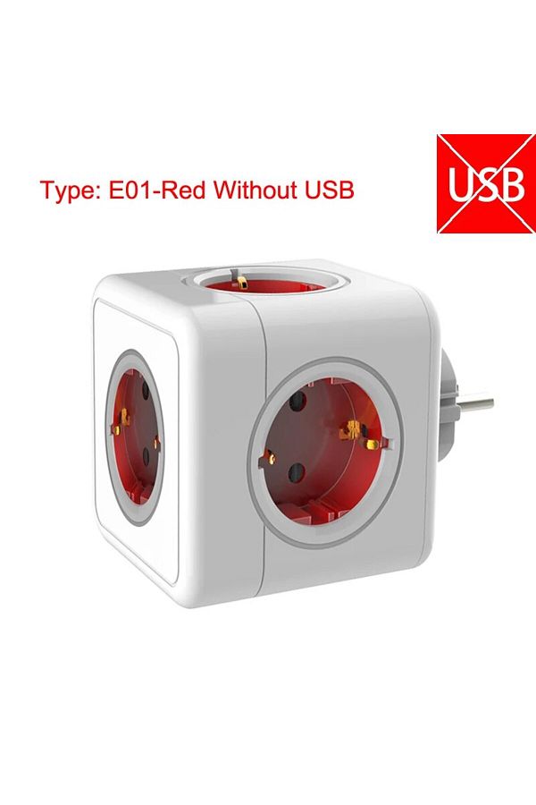 Choice-European plug E01-Red MASSFA Multi EU Power Strip Electrical Plug Cube Multiple Extension Socket wit 1