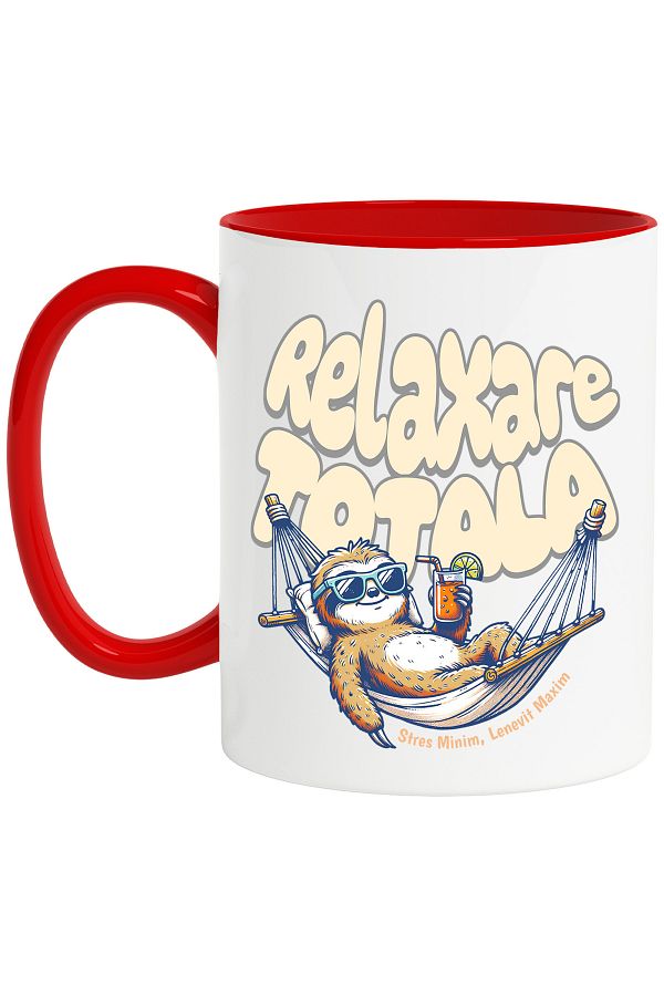 StoryGift Romania-Mug Total Relaxation Lazy with drink in hand in hammock, 330ml, Ceramic with Handle, With,STG. 1
