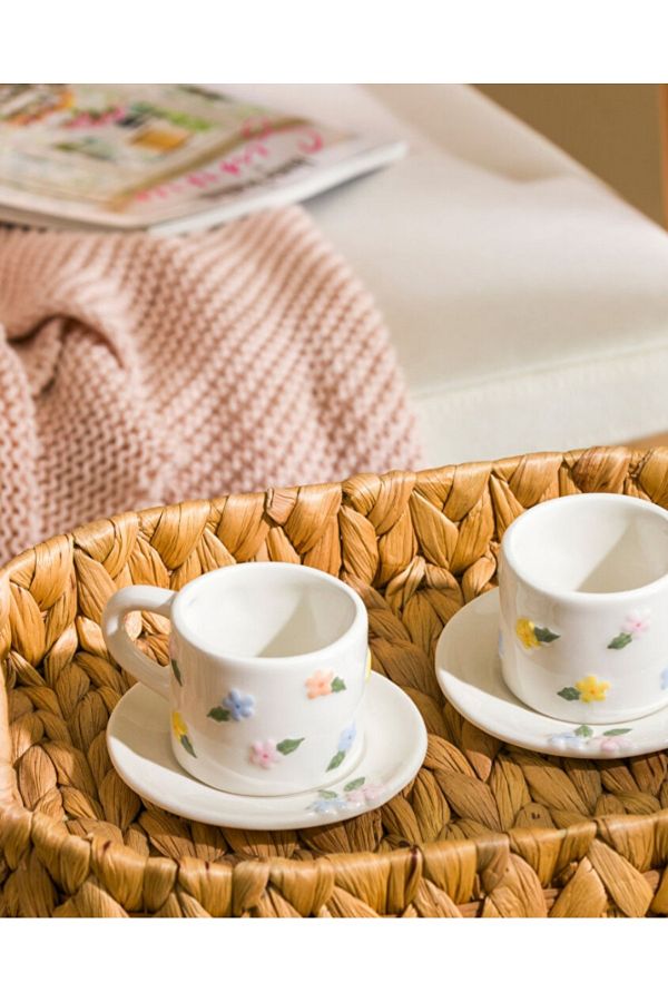 LC Waikiki-Mixed Flower Patterned Ceramic Coffee Cup Set for 2 Persons 90 ml (P&M) 1