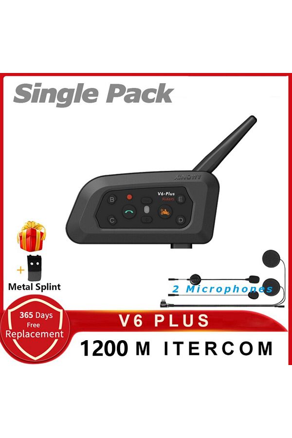 Choice-Single Pack Xinowy V6 Plus Motorcycle Helmet Bluetooth Headset Intercom 1200m Interphone Communicato 1