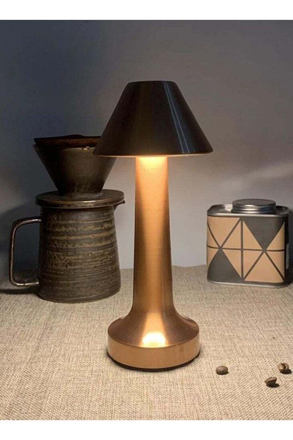 COOYA-Gold LED Table Lamp, Rechargeable, Elegant Shape, With Touch Sensor, Suitable for Bars/Coffees 1