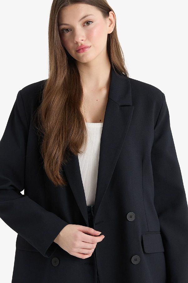 DeFacto-Oversize Wide Fit Basic Απλό Μπλέιζερ Μπουφάν C2575AX25SP 1