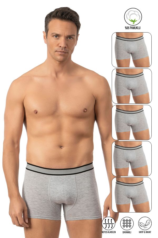 ÖZKAN underwear-Özkan 11226 5 Pack Men's 95% Cotton Lycra Single Jersey Fabric Flexible Comfortable Boxer Shorts 1