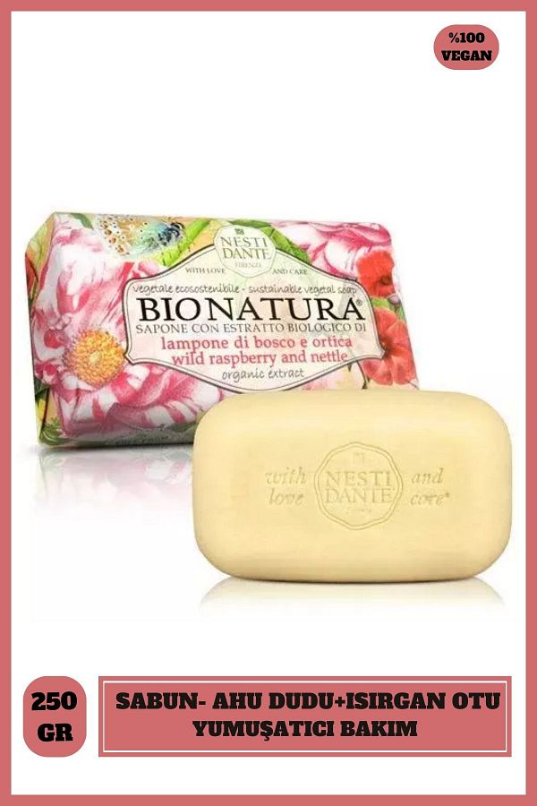 Nesti Dante-Bio Natura Bush Raspberry & Netttle Solid Soap 250Gr |   Softener |   Raspberry and Nettle 1