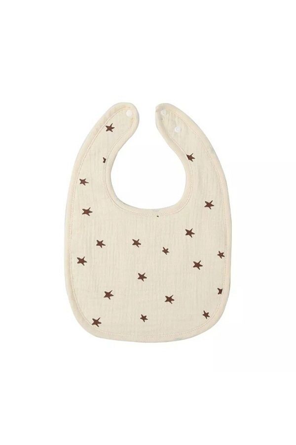 Flippy-Bavetă Bebe U-shape, Bumbac, 0–12 Luni, Impermeabilă, Capse, Model Stele, 21x30 Cm, Crem 1