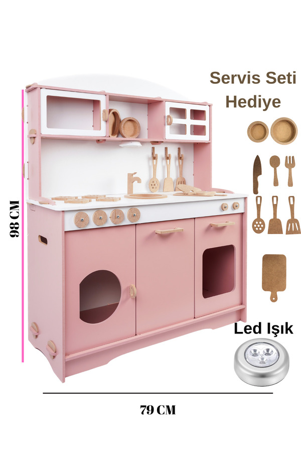HOBBY HOUSE Pembe Ahşap Boyalı Mutfak - Elizya