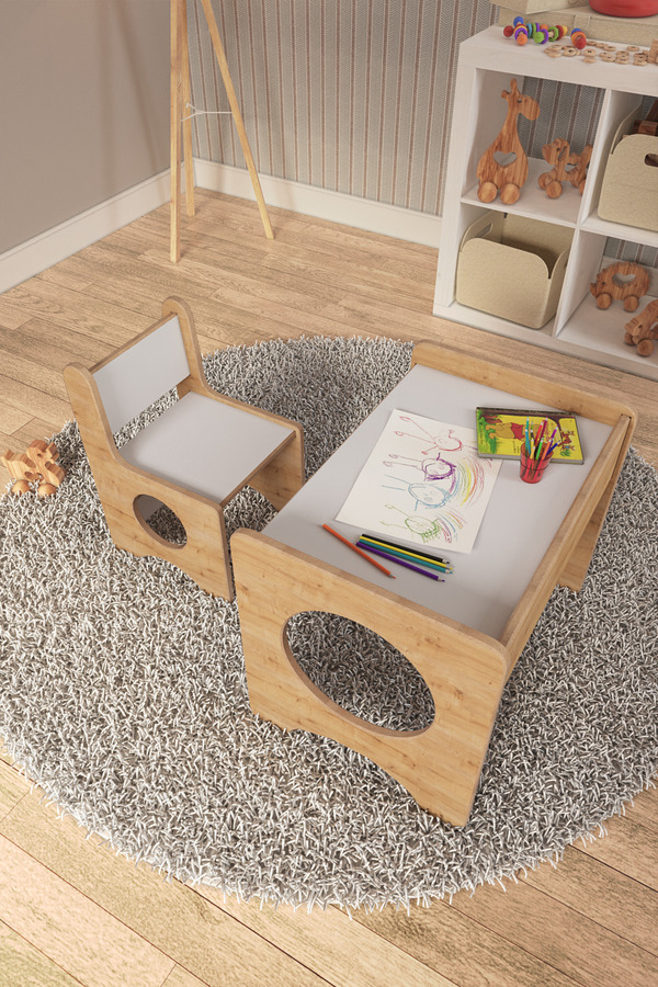 zeo wood design Montessori Çocuk Oyun & Aktivite & Çalışma Masa ve Sandalyesi