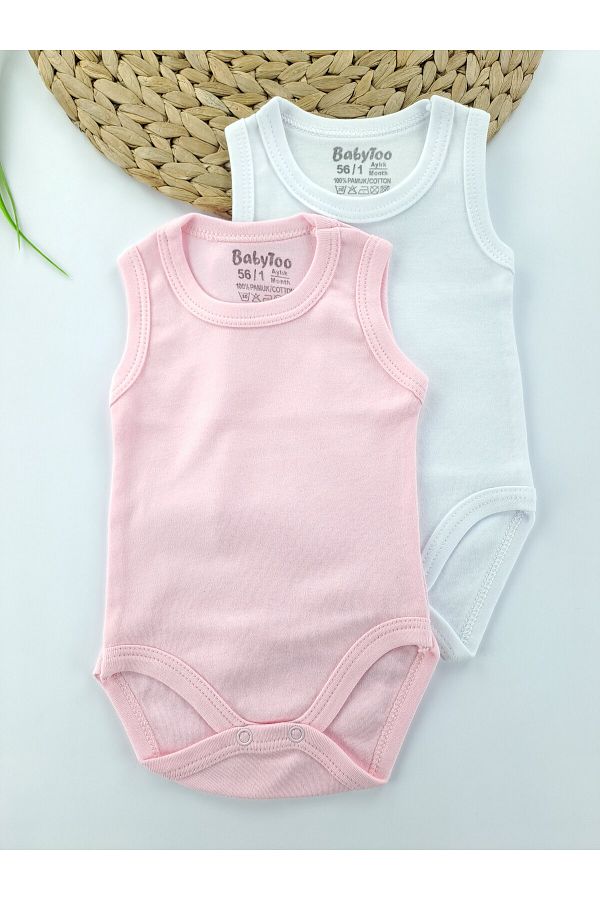 Butik-Girl 0 - 6 Years Old Summer Short Sleeve Bodysuit with Snap Fastener 2 Pieces 100% Cotton Premium Quality 1