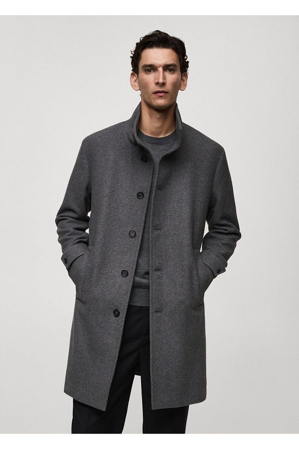 MANGO Woman-Metal Gray Men's Coat 77045967 1