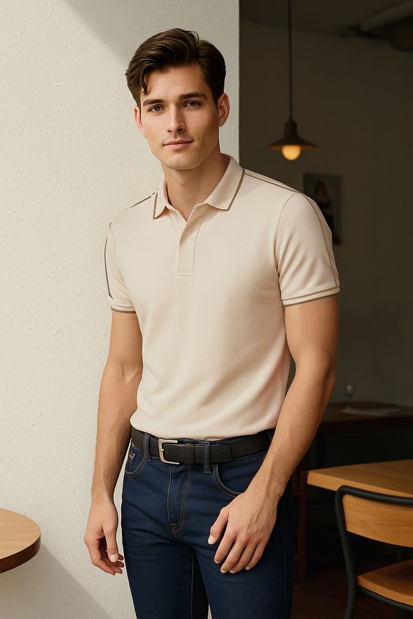 Trendyol Collection-normales, normal geschnittenes T-Shirt mit Polokragen aus 100 % Baumwolle TMNSS25PO00015 1