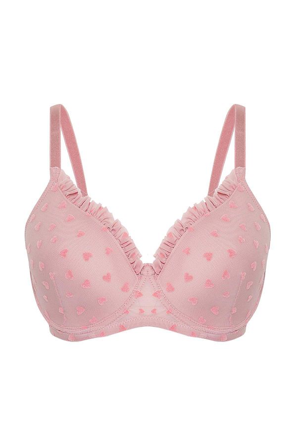 Trendyol Curve-Powder Flock Printed Heart Fixed Cup Adjustable Strap Large Size Bra Tbbss25Cw00011 1