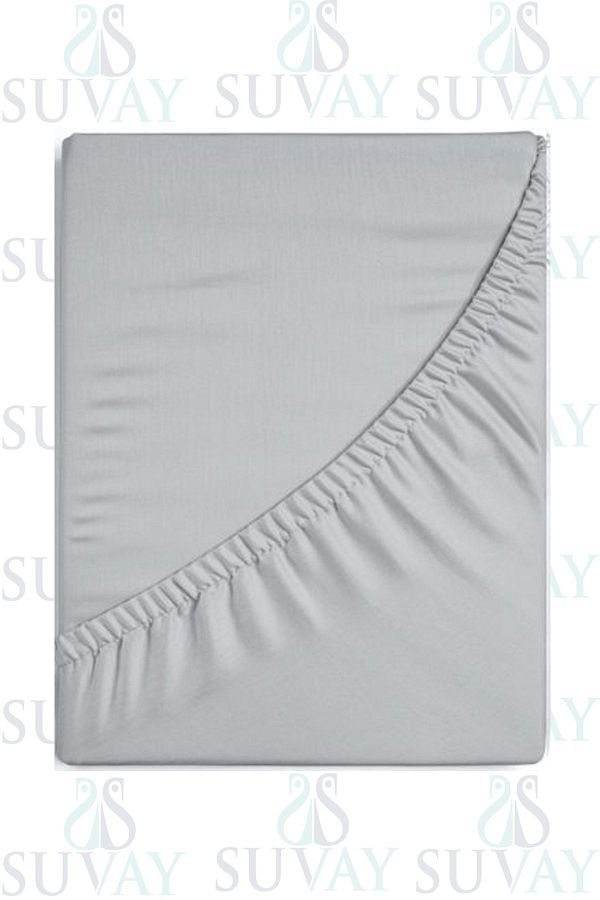 SUVAY-Gray Combed Cotton Elastic Sheet Single Double Large Size 100% Cotton Elastic Combed Cotton Sheet 1