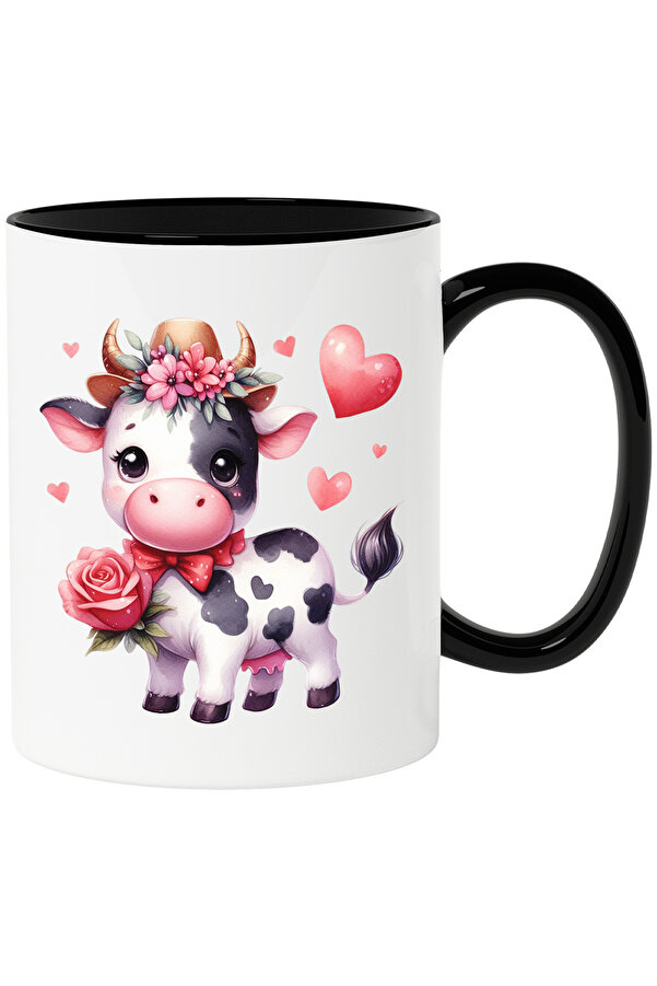 Storygift Romania Mug With A Cow Wearing A Hat Illustration Shy Heart ...