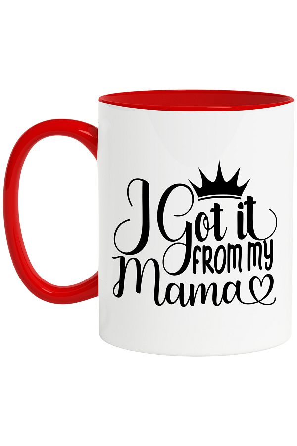 StoryGift Romania-Mug for those who are proud of the traits inherited from their mother with a message in, with a red handle 1