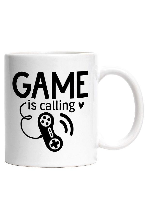 StoryGift Romania-Cana cu o inimioara si un controller cu textul "Game is calling" - jocul ma chea, Cu Maner Alb 1