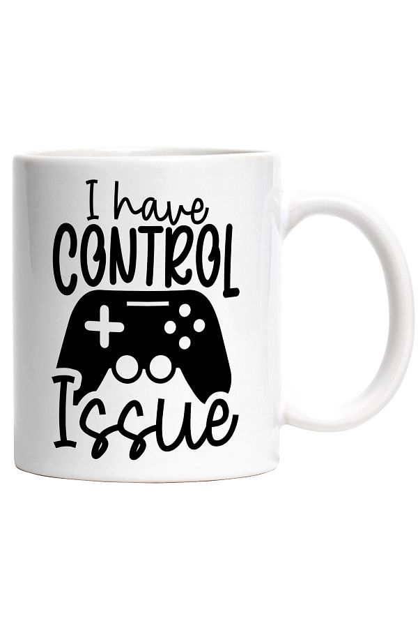 StoryGift Romania-Cana cu un controller si textul "I have control issue" - am o problema cu contro, Cu Maner Alb 1
